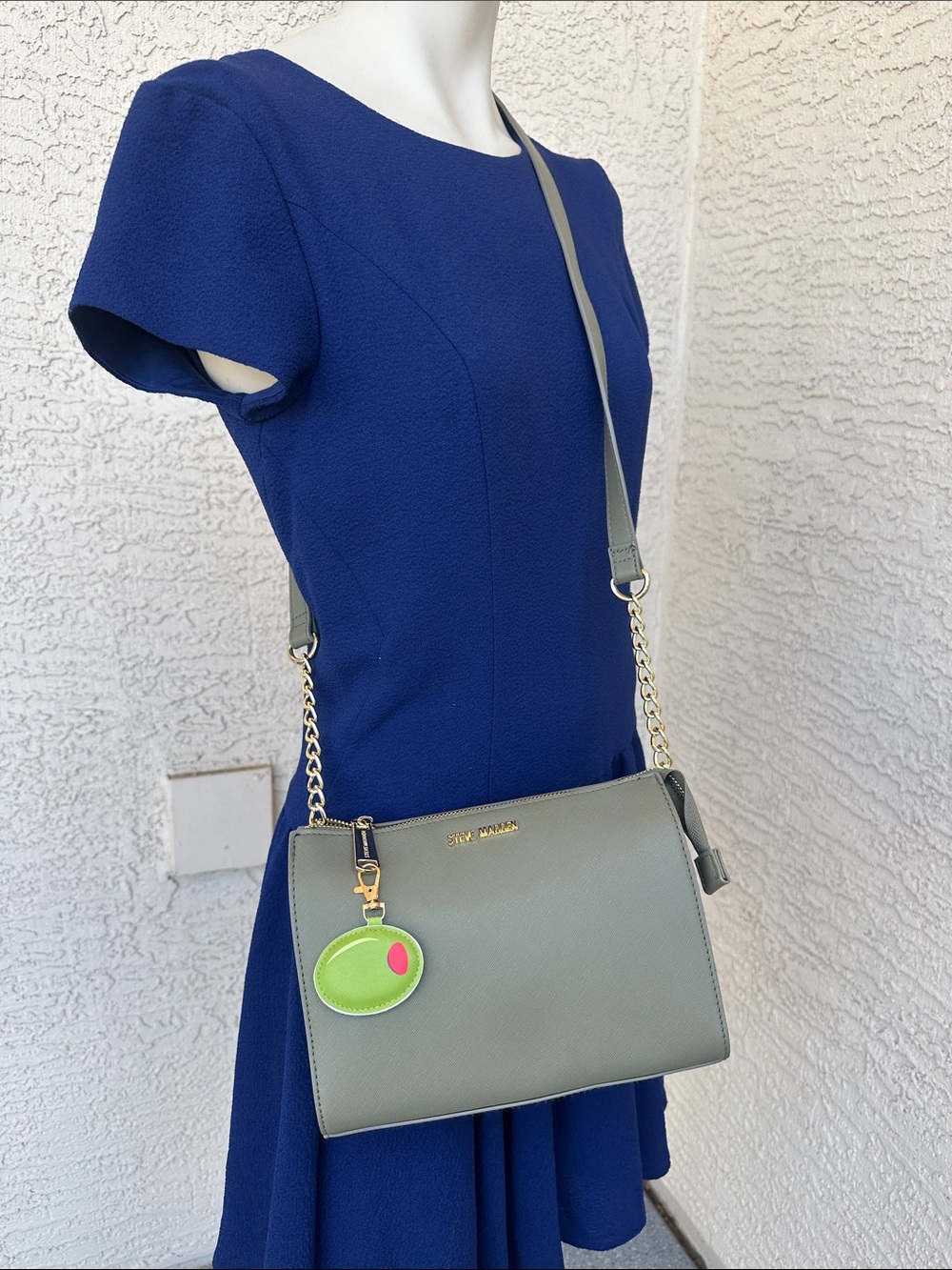 Steve Madden Olive Green Crossbody with Gold Chain Strap & Olive Bag Charm